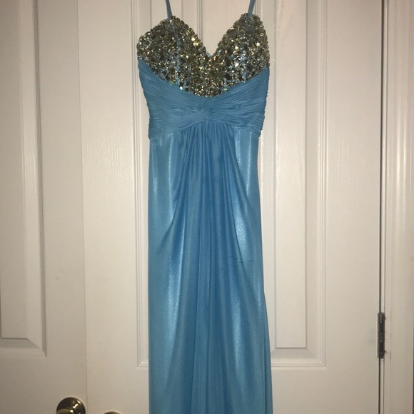 Blue strapless prom dress - Picture 4 of 6